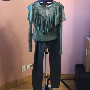 Blouse and leather pants 👖